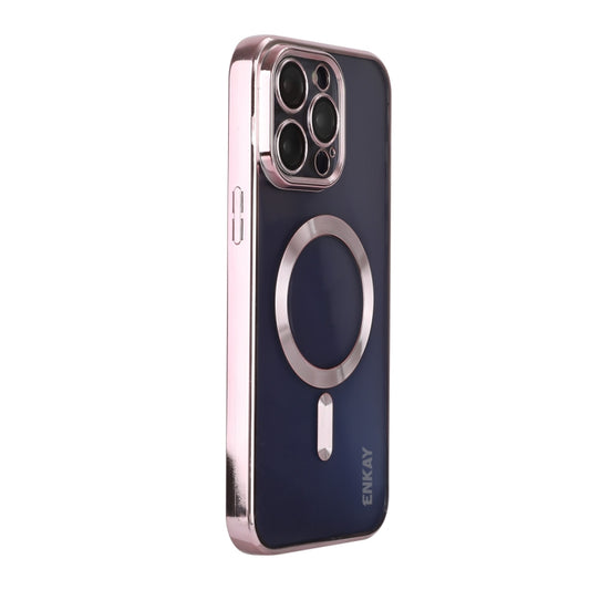 For iPhone 13 Pro Max ENKAY Electroplated MagSafe Shockproof TPU Phone Case with Lens Film(Pink) - iPhone 13 Pro Max Cases by ENKAY | Online Shopping UK | buy2fix