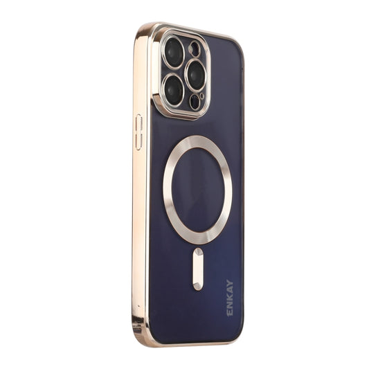For iPhone 14 Pro Max ENKAY Electroplated MagSafe Shockproof TPU Phone Case with Lens Film(Gold) - iPhone 14 Pro Max Cases by ENKAY | Online Shopping UK | buy2fix