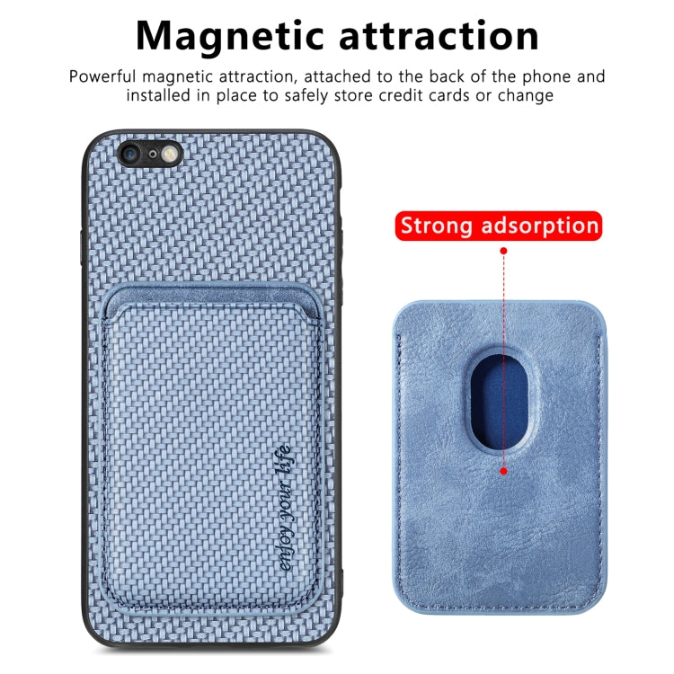 For iPhone 6 / 6s Carbon Fiber Leather Card Magsafe Magnetic Phone Case(Blue) - More iPhone Cases by buy2fix | Online Shopping UK | buy2fix