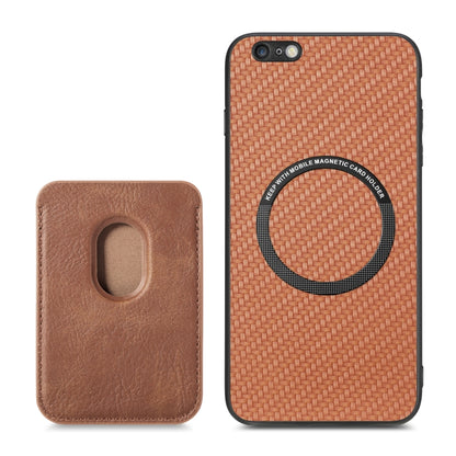 For iPhone 6 / 6s Carbon Fiber Leather Card Magsafe Magnetic Phone Case(Brown) - More iPhone Cases by buy2fix | Online Shopping UK | buy2fix