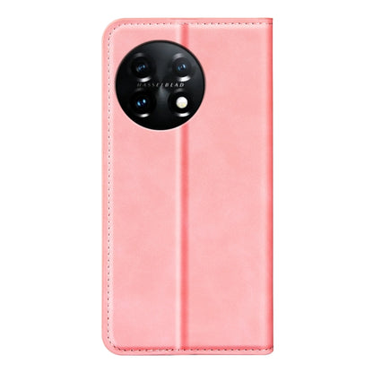 For OnePlus 11  Retro-skin Magnetic Suction Leather Phone Case(Pink) - OnePlus Cases by buy2fix | Online Shopping UK | buy2fix