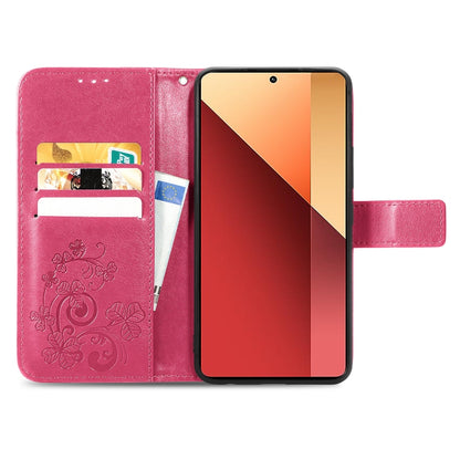 For Xiaomi Redmi  Note 13 Pro 4G Four-leaf Clasp Embossed Leather Phone Case(Magenta) - Note 13 Pro Cases by buy2fix | Online Shopping UK | buy2fix