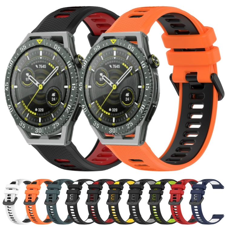 For Huawei Watch GT3 46mm 22mm Sports Two-Color Silicone Watch Band(Black+Red) - Watch Bands by buy2fix | Online Shopping UK | buy2fix