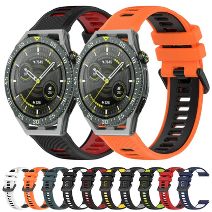 For Honor Magic Watch 2 46mm 22mm Sports Two-Color Silicone Watch Band(Orange+Black) - Watch Bands by buy2fix | Online Shopping UK | buy2fix