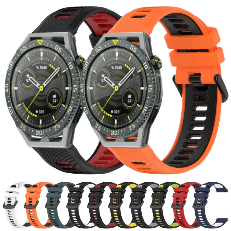 For Huawei GT2 46mm 22mm Sports Two-Color Silicone Watch Band(Orange+Black) - Watch Bands by buy2fix | Online Shopping UK | buy2fix