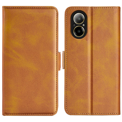 For Realme C67 5G Dual-side Magnetic Buckle Horizontal Flip Leather Phone Case(Yellow) - C67 Cases by buy2fix | Online Shopping UK | buy2fix