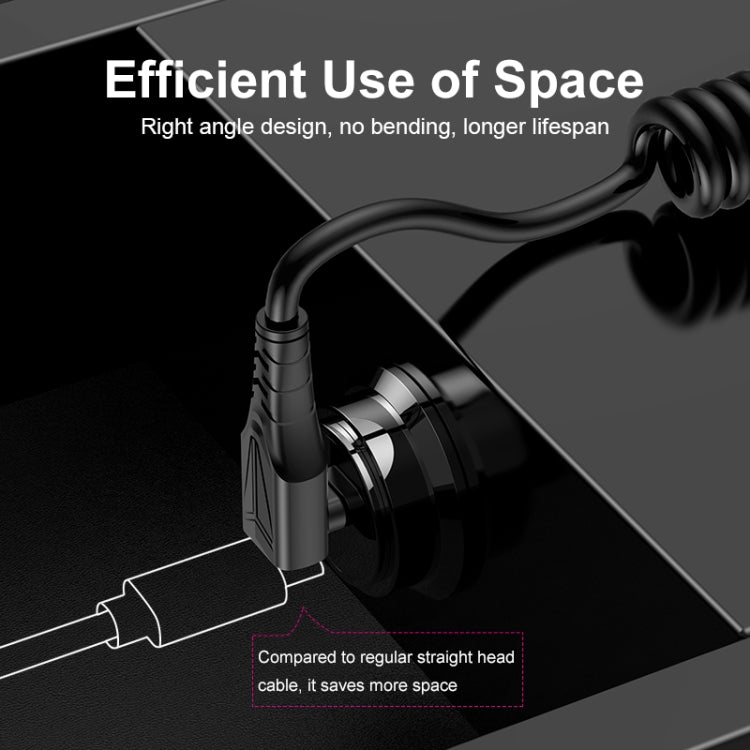 ENKAY PD 60W Type-C to Type-C 3A Elbow Expansion Spring Coiled Fast Chrging Data Cable, Length: 1.5m - USB-C & Type-C Cable by ENKAY | Online Shopping UK | buy2fix