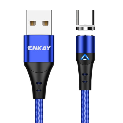 ENKAY 3A USB to Type-C Magnetic Fast Charging Data Cable with LED Light, Length:2m(Blue) - Charging Cable & Head by ENKAY | Online Shopping UK | buy2fix