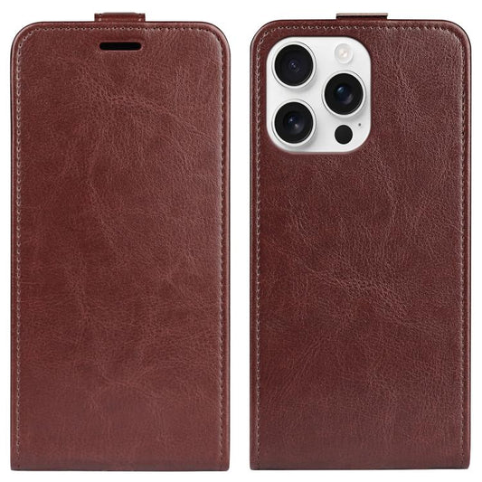 For iPhone 16 Pro Max R64 Texture Single Vertical Flip Leather Phone Case(Brown) - iPhone 16 Pro Max Cases by buy2fix | Online Shopping UK | buy2fix