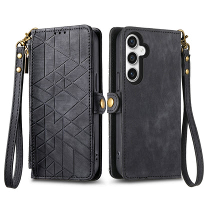 For Samsung Galaxy S23 FE 5G Geometric Zipper Wallet Side Buckle Leather Phone Case(Black) - Galaxy S23 FE 5G Cases by buy2fix | Online Shopping UK | buy2fix