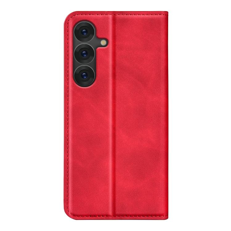 For Samsung Galaxy S25 5G Retro-skin Magnetic Suction Leather Phone Case(Red) - Galaxy S25 5G Cases by buy2fix | Online Shopping UK | buy2fix