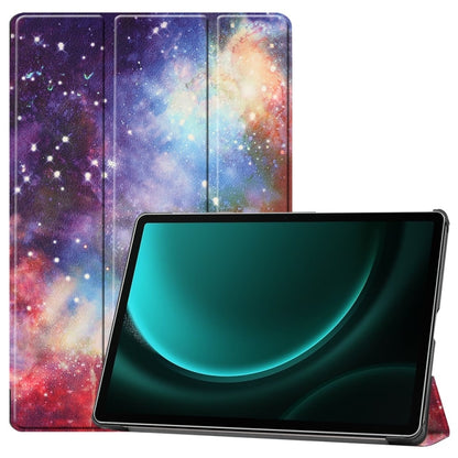 For Samsung Galaxy Tab S9 FE+ 12.4 JUNSUNMAY Custer Painted 3-Fold Stand Leather Smart Tablet Case(Galaxy) - Galaxy Tab S9 FE+ by JUNSUNMAY | Online Shopping UK | buy2fix