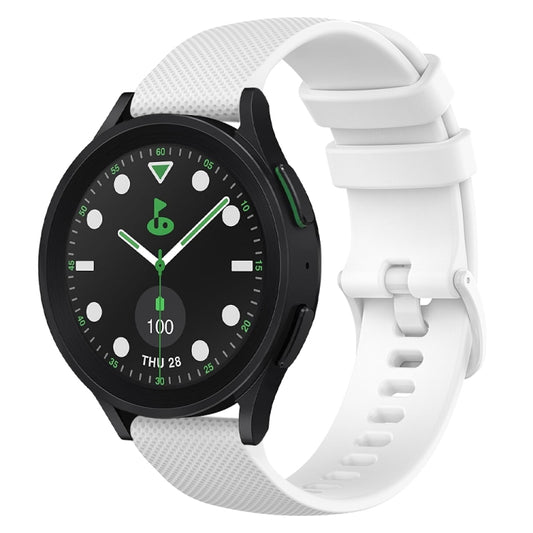 For Samsung Galaxy watch 5 Pro Golf Edition 20mm Checkered Silicone Watch Band(White) - Watch Bands by buy2fix | Online Shopping UK | buy2fix