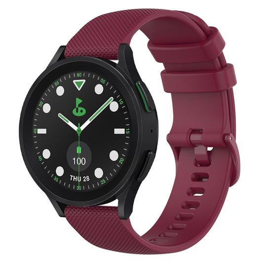 For Samsung Galaxy watch 5 Pro Golf Edition 20mm Checkered Silicone Watch Band(Wine Red) - Watch Bands by buy2fix | Online Shopping UK | buy2fix