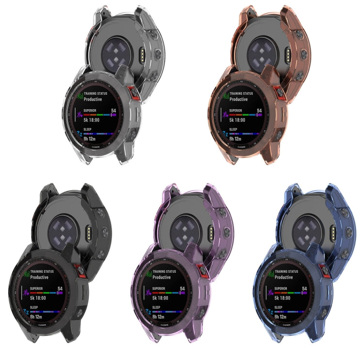 For Garmin Fenix 7 Pro Half-Package TPU Watch Protective Case(Transparent Blue) - Watch Cases by buy2fix | Online Shopping UK | buy2fix