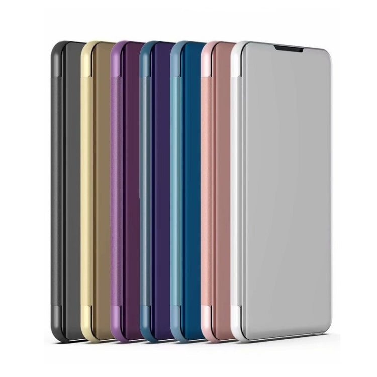 For iPhone 16 Plus Plated Mirror Horizontal Flip Leather Phone Case with Holder(Purple Blue) - iPhone 16 Plus Cases by buy2fix | Online Shopping UK | buy2fix