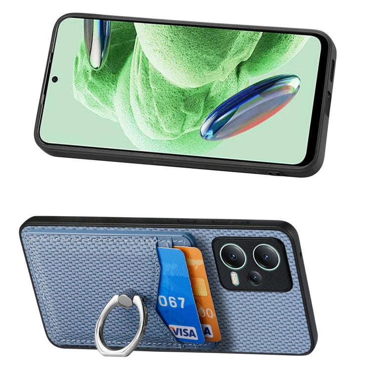 For Xiaomi 13 Lite Carbon Fiber Card Wallet Ring Holder Phone Case(Blue) - 13 Lite Cases by buy2fix | Online Shopping UK | buy2fix