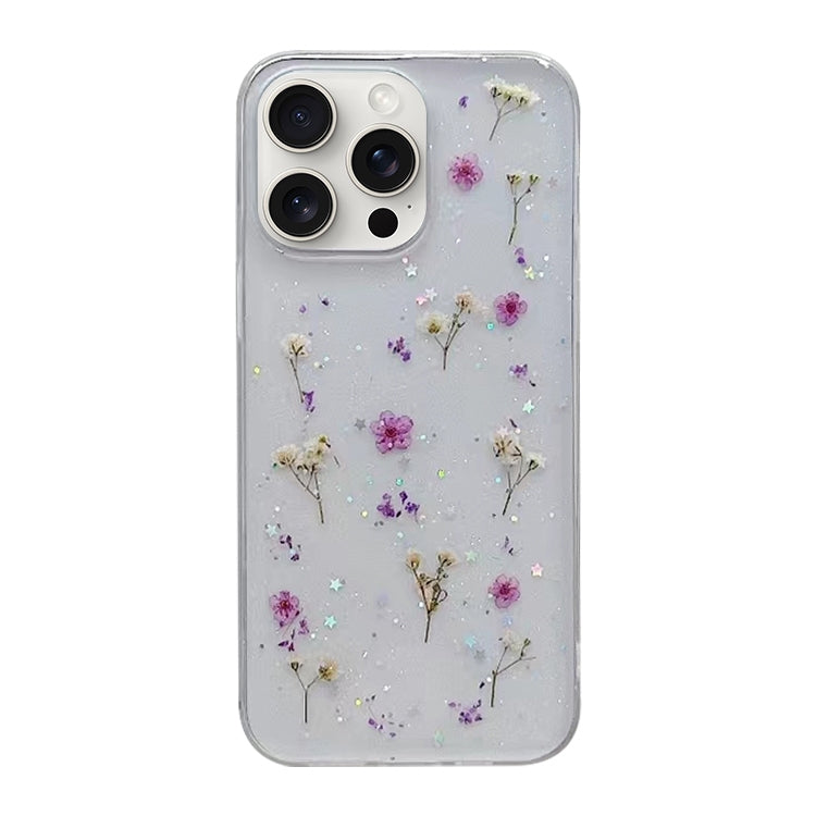 For iPhone 16 Pro Gypsophila Flowers Pattern TPU Protective Phone Case(Purple) - iPhone 16 Pro Cases by buy2fix | Online Shopping UK | buy2fix