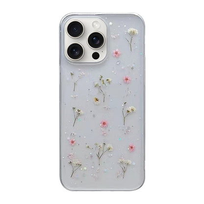 For iPhone 16 Pro Max Gypsophila Flowers Pattern TPU Protective Phone Case(Pink) - iPhone 16 Pro Max Cases by buy2fix | Online Shopping UK | buy2fix