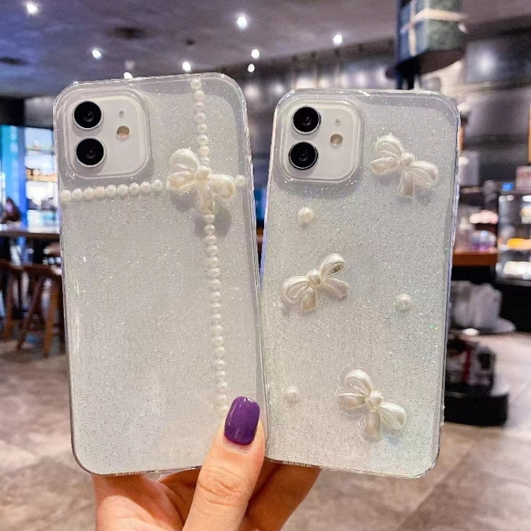 For iPhone 16 Pro Pearl Bow Glitter Epoxy TPU Phone Case(Three Knots) - iPhone 16 Pro Cases by buy2fix | Online Shopping UK | buy2fix