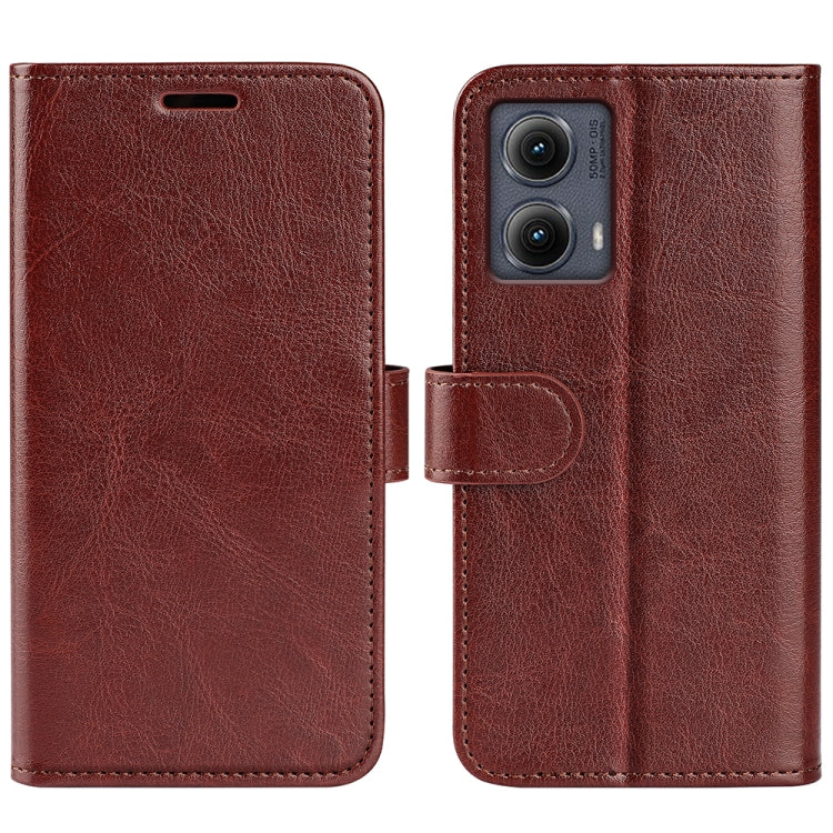 For Motorola Edge 5G 2024 R64 Texture Horizontal Flip Leather Phone Case(Brown) - Motorola Cases by buy2fix | Online Shopping UK | buy2fix