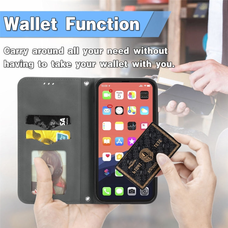 For iPhone 16 Pro Max Retro Skin Feel Magnetic Flip Leather Phone Case(Gray) - iPhone 16 Pro Max Cases by buy2fix | Online Shopping UK | buy2fix