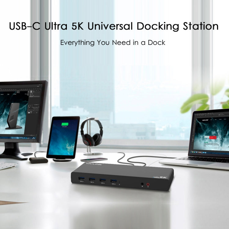 Wavlink UG69DK1 5K Type-C Dual Display USB 3.0 Video Gigabit Ethernet HDMI Docking Station, Plug:AU Plug -  by WAVLINK | Online Shopping UK | buy2fix