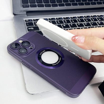 For  iPhone 14 Cooling MagSafe Magnifier Phone Case(Lavender) - iPhone 14 Cases by buy2fix | Online Shopping UK | buy2fix