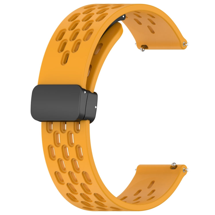 For Amazfit GTS 2E 20mm Folding Magnetic Clasp Silicone Watch Band(Yellow) - Watch Bands by buy2fix | Online Shopping UK | buy2fix