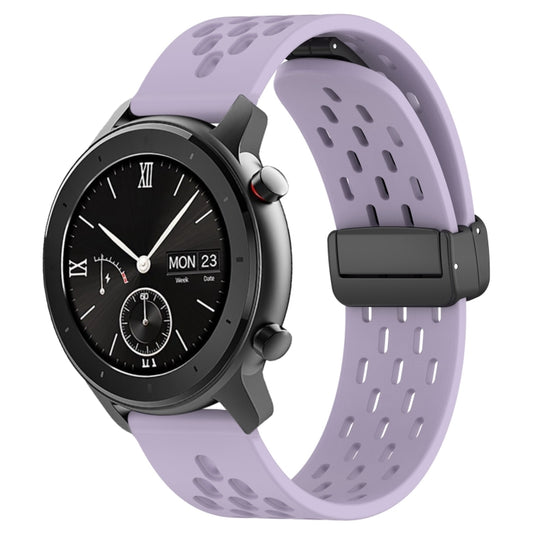 For Amazfit GTR 42mm 20mm Folding Magnetic Clasp Silicone Watch Band(Purple) - Watch Bands by buy2fix | Online Shopping UK | buy2fix