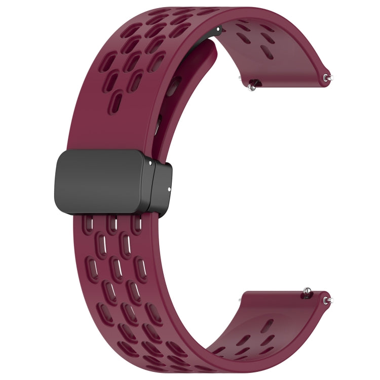 For Amazfit Bip3 20mm Folding Magnetic Clasp Silicone Watch Band(Burgundy) - Watch Bands by buy2fix | Online Shopping UK | buy2fix