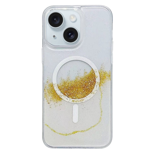 For iPhone 15 MagSafe Gilding Hybrid Clear TPU Phone Case(White) - iPhone 15 Cases by buy2fix | Online Shopping UK | buy2fix