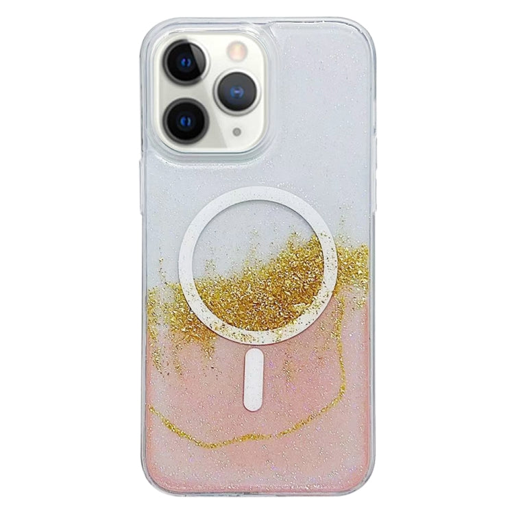 For iPhone 11 Pro Max MagSafe Gilding Hybrid Clear TPU Phone Case(Pink) - iPhone 11 Pro Max Cases by buy2fix | Online Shopping UK | buy2fix