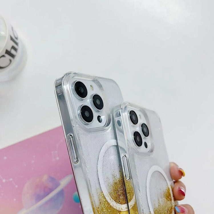 For iPhone 15 MagSafe Gilding Hybrid Clear TPU Phone Case(White) - iPhone 15 Cases by buy2fix | Online Shopping UK | buy2fix