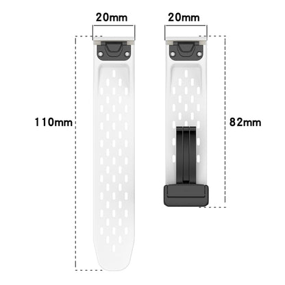 For Garmin Fenix 7S Solar 20mm Folding Buckle Hole Silicone Watch Band(White) - Watch Bands by buy2fix | Online Shopping UK | buy2fix