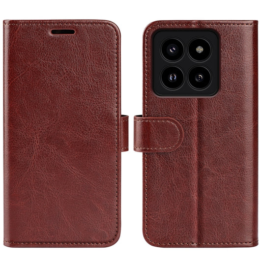 For Xiaomi 14 Pro R64 Texture Horizontal Flip Leather Phone Case(Brown) - 14 Pro Cases by buy2fix | Online Shopping UK | buy2fix