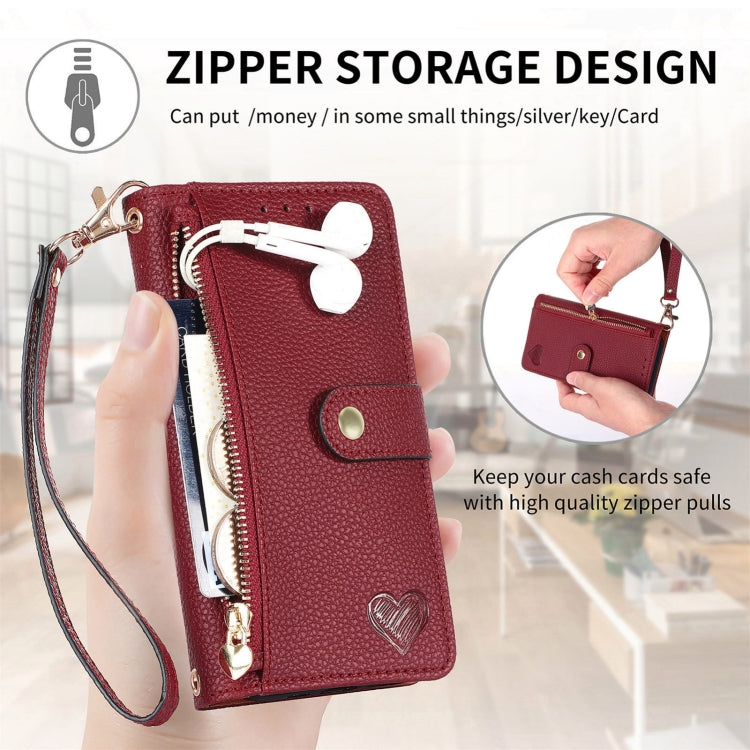 For Xiaomi Redmi A3 4G Love Zipper Lanyard Leather Phone Case(Black) - Xiaomi Cases by buy2fix | Online Shopping UK | buy2fix