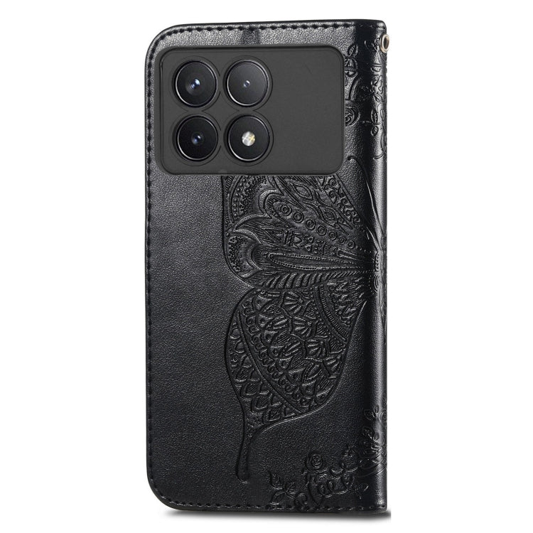 For Xiaomi Redmi K70 Butterfly Love Flower Embossed Leather Phone Case(Black) - K70 Cases by buy2fix | Online Shopping UK | buy2fix