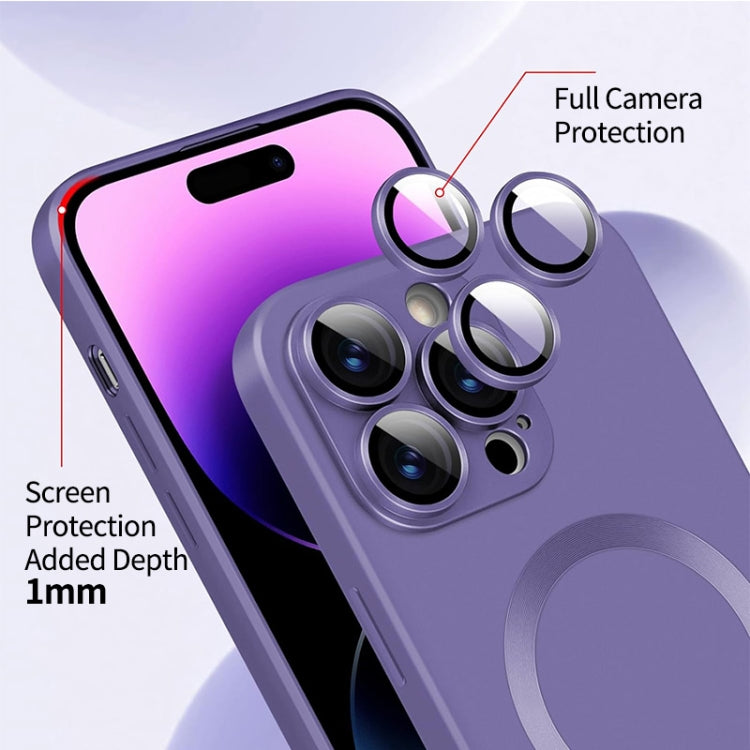 For iPhone 15 Pro ENKAY MagSafe Matte TPU Phone Case with Lens Film & Screen Glass Film(Silver) - iPhone 15 Pro Cases by ENKAY | Online Shopping UK | buy2fix