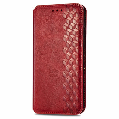 For OnePlus 12 Cubic Grid Pressed Magnetic Leather Phone Case(Red) - OnePlus Cases by buy2fix | Online Shopping UK | buy2fix