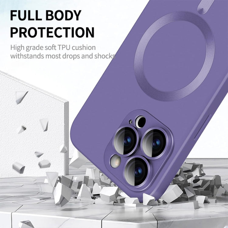 For iPhone 14 Pro ENKAY MagSafe Matte TPU Phone Case with Lens Film(Purple) - iPhone 14 Pro Cases by ENKAY | Online Shopping UK | buy2fix