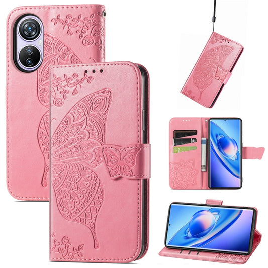 For Blackview A200 Pro Butterfly Love Flower Embossed Leather Phone Case(Pink) - More Brand by buy2fix | Online Shopping UK | buy2fix