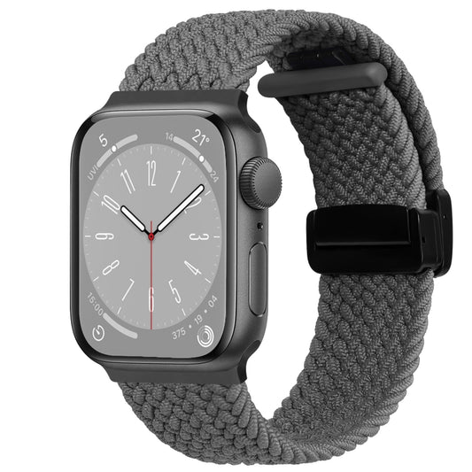 For Apple Watch Ultra 2 49mm Nylon Woven Magnetic Fold Buckle Watch Band(Grey) - Watch Bands by buy2fix | Online Shopping UK | buy2fix