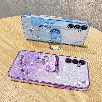 For Samsung Galaxy S25 5G Gradient Glitter Immortal Flower Ring All-inclusive Phone Case(Purple) - Galaxy S25 5G Cases by buy2fix | Online Shopping UK | buy2fix