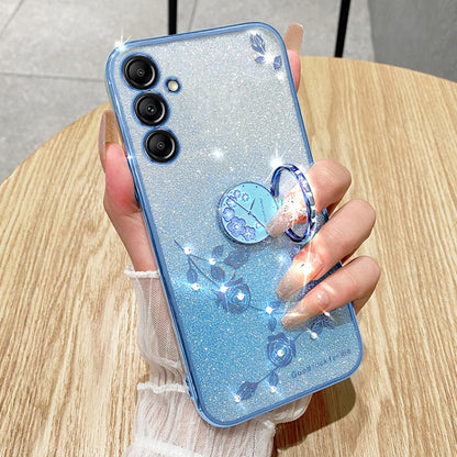 For Samsung Galaxy S25 Ultra 5G Gradient Glitter Immortal Flower Ring All-inclusive Phone Case(Blue) - Galaxy S25 Ultra 5G Cases by buy2fix | Online Shopping UK | buy2fix