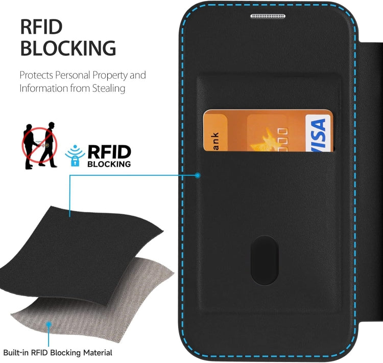 For iPhone X MagSafe RFID Blocking Adsorption Flip Leather Phone Case(Black) - More iPhone Cases by buy2fix | Online Shopping UK | buy2fix