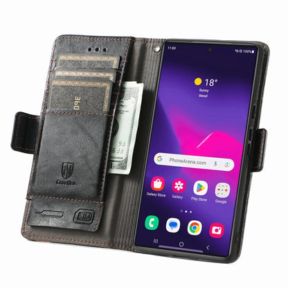 For Samsung Galaxy S25 Ultra 5G CaseNeo Splicing Dual Magnetic Buckle Leather Phone Case(Black) - Galaxy S25 Ultra 5G Cases by CaseNeo | Online Shopping UK | buy2fix