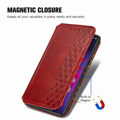 For Samsung Galaxy S25 Ultra 5G Cubic Grid Pressed Magnetic Leather Phone Case(Red) - Galaxy S25 Ultra 5G Cases by buy2fix | Online Shopping UK | buy2fix