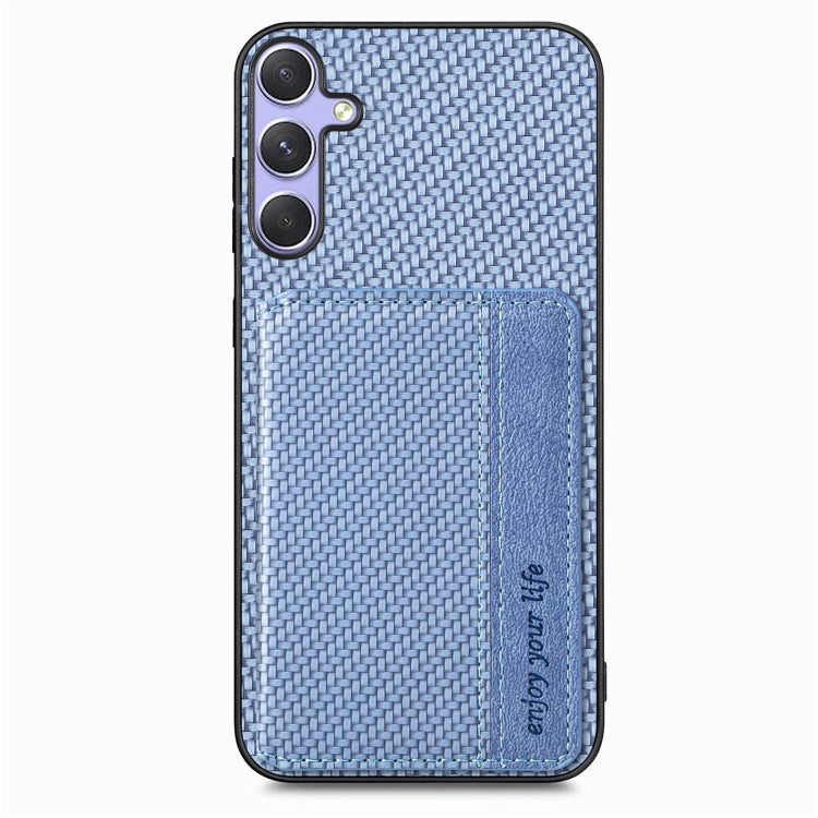 For Samsung Galaxy S25 Ultra 5G Carbon Fiber Magnetic Card Wallet RFID Blocking Phone Case(Blue) - Galaxy S25 Ultra 5G Cases by buy2fix | Online Shopping UK | buy2fix