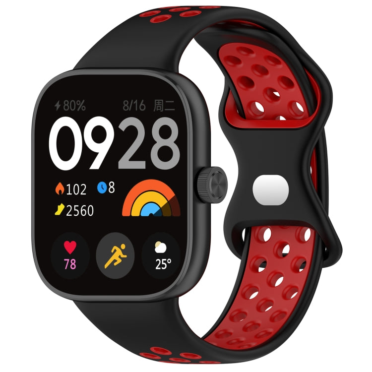 For Redmi Watch 4 Dual Color Perforated Silicone Watch Band(Black Red) - Watch Bands by buy2fix | Online Shopping UK | buy2fix